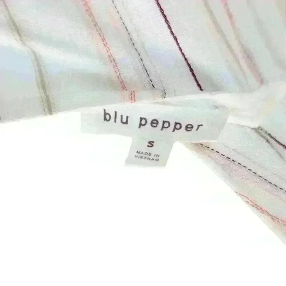 Blu Pepper White Pinstriped Maxi Sundress w/ Tank Top & Tiered Skirt Size Small - Picture 4 of 8